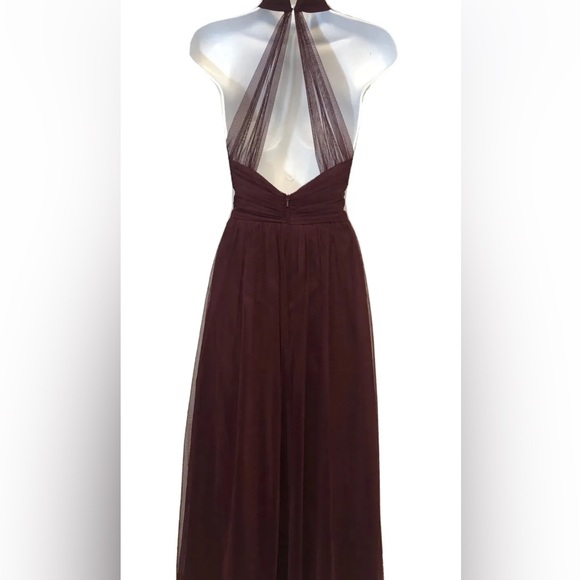 Women’s David’s Bridal Burgundy Halter Long Maxi Dress Size 8 - Picture 7 of 12